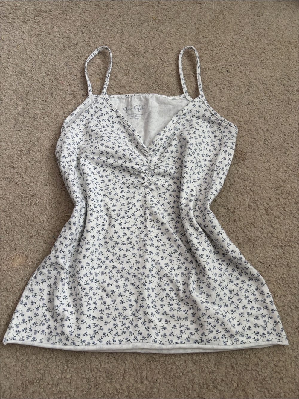 Brandy Melville White Tank with Small Lavender Floral Print